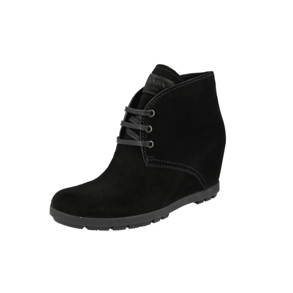 Prada suede Women's Black‎ Wedge Ankle Boots